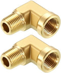 METALLIXITY 5PCS 1/8"FNPT x 1/8"MNPT 90 Degree Brass Barstock Street Elbow | Thread Brass Forged Pipe Fittings Adapters for Water Line, Tub Spout/Shower Head