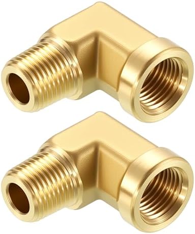 METALLIXITY 5PCS 1/8"FNPT x 1/8"MNPT 90 Degree Brass Barstock Street Elbow | Thread Brass Forged Pipe Fittings Adapters for Water Line, Tub Spout/Shower Head