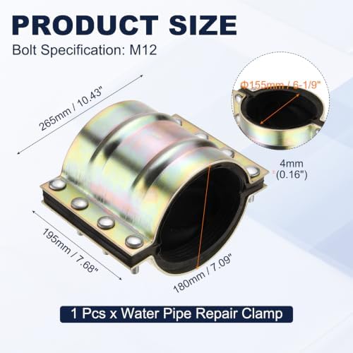 HARFINGTON Water Pipe Repair Leak Sealer Clamp 6-1/9" ID Pipe Repair Kit