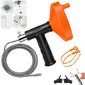 Drain Snake Auger, Plumbing Snake Drain Hair Clog Removal Tool, Sink Unclogger Drain, Heavy Duty Drum Auger, Cleaner Tool for Bathroom Kitchen Tub Shower Drain Clog Remover with Gloves (33 Feet)