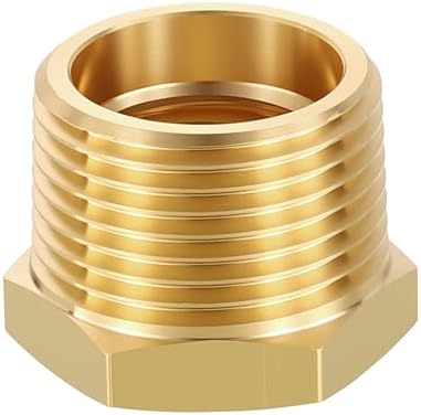 METALLIXITY 1PCS 3/4" MNPT x 1/2" FNPT Thread Brass Hex Bushing Extension | Brass Pipe Fittings, Tube Adapters Convert for Water Line, Tub Spout/Shower Head