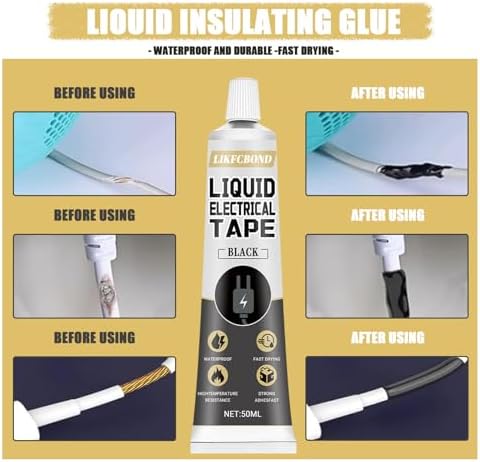 Liquid Electrical Tape Set, 100ml Insulating Wire Glue (Black) | Liquid Rubber, Waterproof Wire Adhesive Kit for Cable, Plug, Equipment, Cord