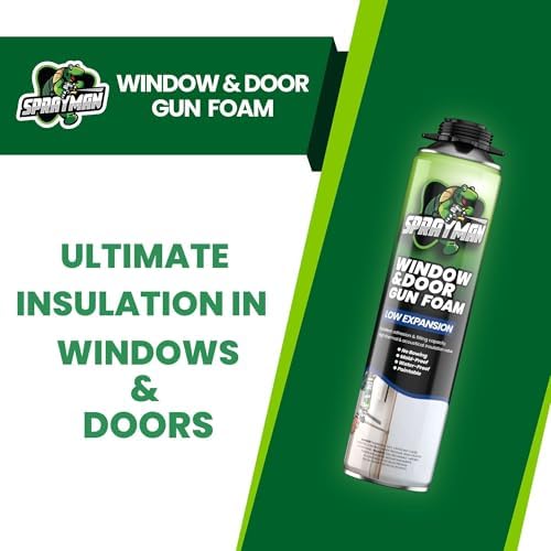 Sprayman Window & Door Expanding Spray Foam - (2x24oz) Low Expansion Polyurethane Spray Foam for Doors, Windows & Walls, Gun Use & Reuseable, Gun&Cleaner NOT Included - 2 Pack