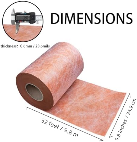 Waterproof Membrane 23.6mils 9.8in x 32Ft/26 Sq Ft Tile Membrane for Shower