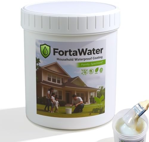 Fortawater Waterproof Patch & Sealant Coating - Water-Based, Low Odor Formula - Milky White Leak Repair for Shower, Roof, Grout, Concrete, and Tiles (1kg/35oz)