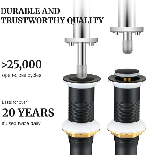 Pop up Sink Drain Stopper for Bathroom Vessel Vanity Sink Art Basin Matte Black, Small Cap Without Overflow, Metal Pop-up Drain Strainer with Detachable Basket Stopper (Pack of 2)