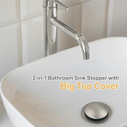 WELLUP Bathroom Sink Stopper,Sink Drain Stopper Pop Up Strainer Brushed
