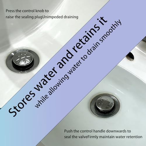 2 Pack Bathroom Sink Pop Up Center Piece Assembly - Chrome Metal Sink Stopper Replacement Parts, Compatible with PS2673 PS469 PSB327 & Popular Brands, with 2 Rolls PTFE Tape