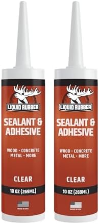 Liquid Rubber Waterproof Sealant & Adhesive Caulk, Clear, 10.2 oz, 2 Pack