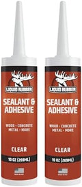 Liquid Rubber Waterproof Sealant & Adhesive Caulk, Clear, 10.2 oz, 2 Pack