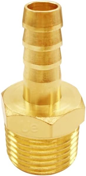 Uenede Brass 3/8" NPT Male to 3/16" Hose Barbed Fittings, 6PCS | Barb Pipe Fittings Air Line Repair Connectors for Water Oil Gas