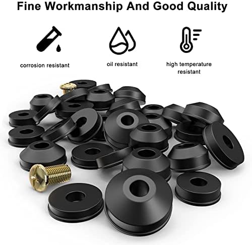 58-Pack Faucet Washer Assortment Kit Rubber Faucet Washers Flat and Beveled Faucet Washers Repair Kit with Brass Bibb Screws for Repairing Faucet Leak