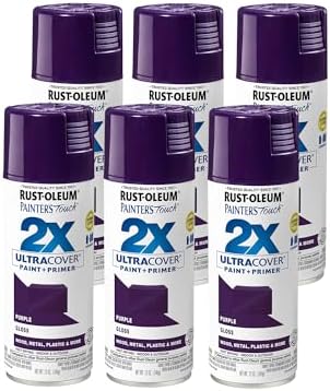 Rust-Oleum 249097 Gloss Purple Painters Touch 2X Spray Paint, 12 oz., Aerosol Can (Pack of 6)