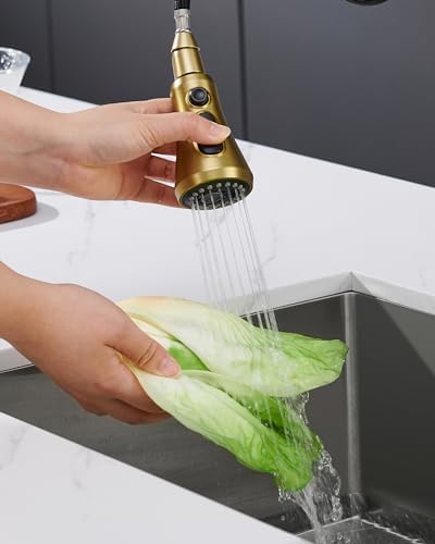 Kitchen Faucet Head Replacement, Brushed Gold Pull Down Spray Head