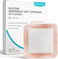 Dimora Silicone Super Absorbent Wound Dressings - Gentle Adhesive Bandages with Ultrasorb Polymer,Heavy Exudate Wound Care Pads 6"X 6" 10 Packs