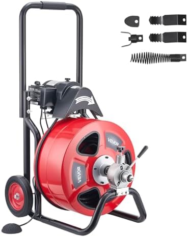 VEVOR Drain Cleaner Machine 100 FT x 3/4 Inch Auto Feed Sewer Snake Auger