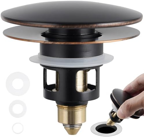 Universal Bathroom Sink Drain Stopper Strainer, 2PCS, Oil Rubbed Bronze