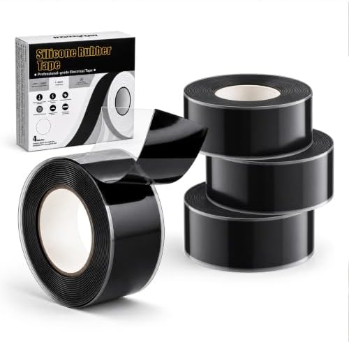 Self Fusing Silicone Tape (40 Ft Total) Plumbing Tape for Repaire Pipe | Flex Seal Tape, Black Rubber Tape Weatherproof for Electrical Cables/Drain Pipe, Heat Resistant 500°F