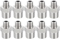 METALLIXITY 10PCS 3/8" MNPT x 1/8" MNPT Thread SUS304 Hex Nipple Adapter | Male Straight Extension Adapters, 304 Stainless Steel Pipe Fittings for Water Line, Tub Spout/Shower Head