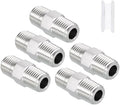 Pack of 5, 1/4" Male NPT to 1/4" Male NPT SUS304 Hex Nipple | Solid Male Pipe Adapter Hose Connectors with Sealing Tape for Pipe Repair, Bathroom Remodel, Tool Extensions, Compression