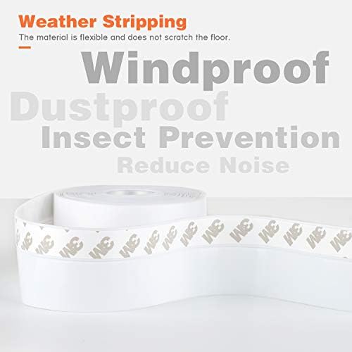 26 Feet Silicone Seal Strip,Door Weather Stripping Door Seal Strip Window Seal Silicone Sealing Tape for Door Draft Stopper Adhesive Tape (White, 45mm)
