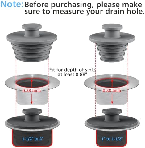 Aluvor Bathtub Stopper Drain Plug Bathroom Tub Plug Sink Stopper 2pcs