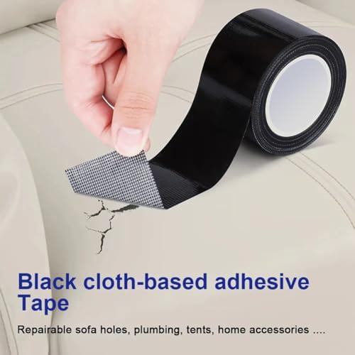Queenbox 3.14" x65ft Tear by Hand Adhesive Duct Tape, Single-Sided Waterproof Patch and Seal Leak Repair Water Stop Tape for Metal Pipe Roof Boat, Black