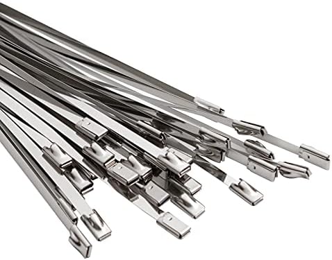 OFFO Metal Zip Ties 11.8 in 100 PCS Chain Link fence Ties Premium Heavy Duty Stainless Steel Wire Multifunctional Locking Exhaust Wrap Flexible Durable
