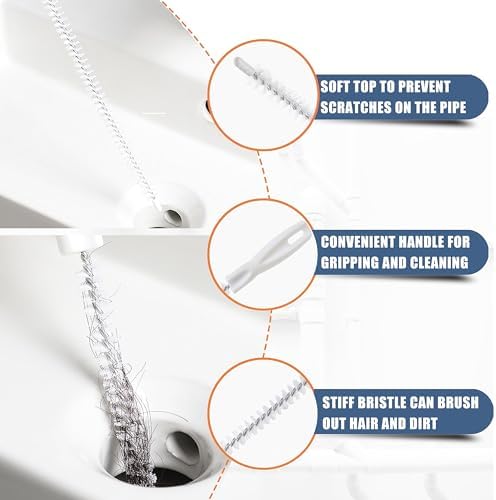 Drain Snake Hair Clog Remover Tool Set - 9 Pack Deep Cleaning Kit