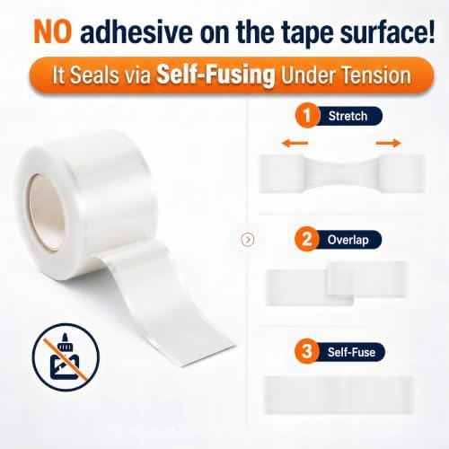 White Self Fusing Silicone Tape 4 Rolls Plumbers Tape 1 in x 10 Ft | Flex Seal Tape for Leak, Garden Pipe Repair Kit, Self Adhesive Tape for Outdoor, Insulating Electrical Tape, Heat Resistant