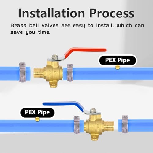 40-Pack Foskan Brass PEX Crimp Drop Ear Ball Valve, 3/4 Inch Full Port Shut-off Valve for Hot and Cold Water Distribution(Blue and Red)