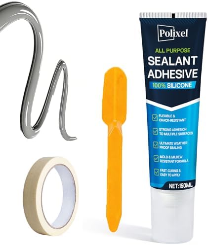 Gray RTV Silicone Sealant Adhesive – 100% Waterproof Caulk for Bathroom, Kitchen, Automotive, Windows & Plumbing Shrink & Crack Proof, Flexible, Strong Adhesion – 5oz / 150g