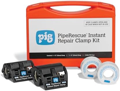 PIG PipeRescue Instant Repair Clamp Kit | Quick Fix Pipe-Repair | 1 Count | 7.5" W x 9.5" L | For .5" - .75" Dia. Pipes| PM50863