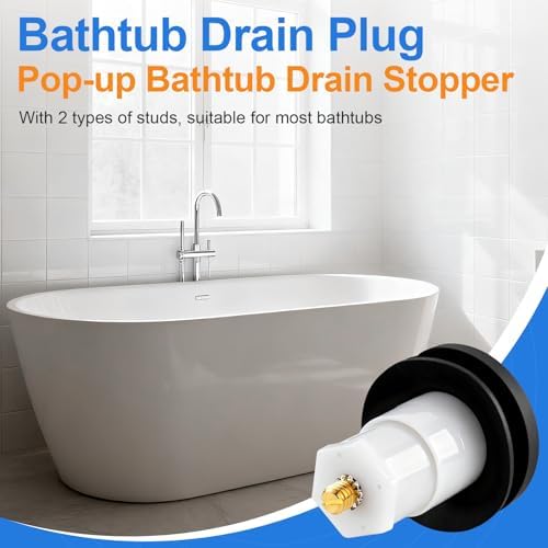 1 Sets Tub Stopper Bathtub Drain Stopper with 3/8'' and 5/16'' Thread Studs Adapter, Bathroom Tub Drain Stopper Compatible with K-1068204 (Matte Black Cover)