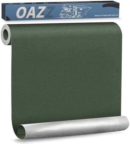 OAZ 16 x 79 inch Canvas Repair Patches Canvas Fabric Patch Self-Adhesive Canvas Repair Tape Waterproof Outdoor Gear Repair Patch Kit for Boat Cover Awning Sofa Chair Couch Tent Bag (Dark Green)