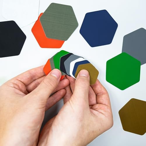 GEAR AID Tenacious Tape Hex Patches, 2.5" & 1.5", Clear/Black, 8 Count | Pre-Cut Peel-and-Stick Repair Patches for Fixing Holes, Tears and Burns in Jackets, Tents, Sleeping Bags and Gear