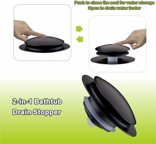 Bathtub Drain Stopper Pop Up Universal - Black Replacement