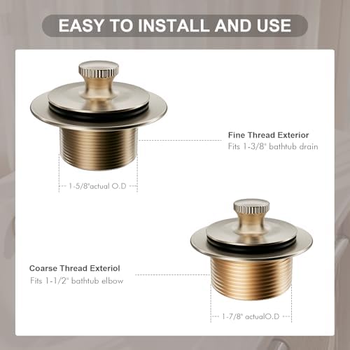 Bathtub Drain Stopper & Two-Hole Overflow Kit, Tub Drain Hair Catcher