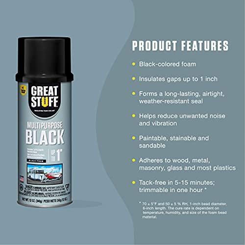 Great Stuff Multipurpose Black Gap Filler | Insulating Foam Sealant, 12 oz. – Black (12 Pack)