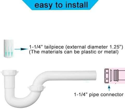 (1 Pack) Yariwiz White 1 1/4 Inch Basin Sink Drain Pipe Tubular Kit, Not Used for Kitchen Sink KSD-003W