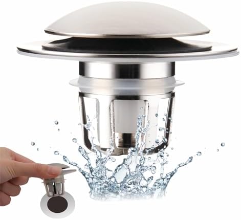 WELLUP Bathroom Sink Stopper,Sink Drain Stopper Pop Up Strainer Brushed