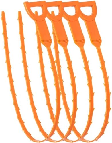 20 Inch Drain Snake Hair Clog Remover Orange Plastic 4 Pack