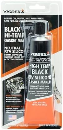Visbella High Temperature RTV Silicone Gasket Maker, Sealed Oil Resistant Waterproof Quick Dry Liquid for Bonding Internal Combustion, Steam Turbines, Automotive Engine Parts 3.7OZ (Black)