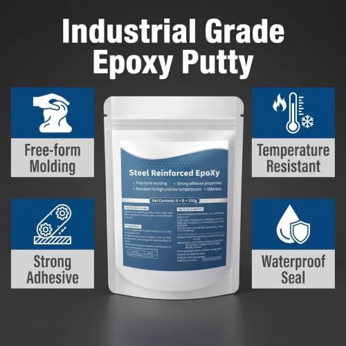 Steel Reinforced Epoxy Putty, Waterproof & Heat Resistant Two-Part AB Epoxy Clay, Heavy Duty Fast Curing Metal Repair Kit, Multi-Purpose Filler for Plastic, Wood, Ceramics, Tiles - 1 Pack