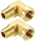 METALLIXITY 2PCS 1/8"FNPT x 1/8"MNPT 90 Degree Brass Barstock Street Elbow | Thread Brass Forged Pipe Fittings Adapters for Water Line, Tub Spout/Shower Head