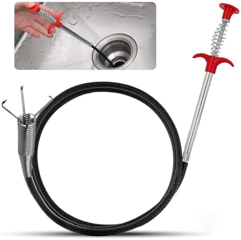 79 Inch Drain Snake Clog Remover Tool, 4-Claw Flexible Grabber for Hair in Toilet, Sink, Shower, Kitchen, Bath Tub & Sewer Drain Unclog (Black)