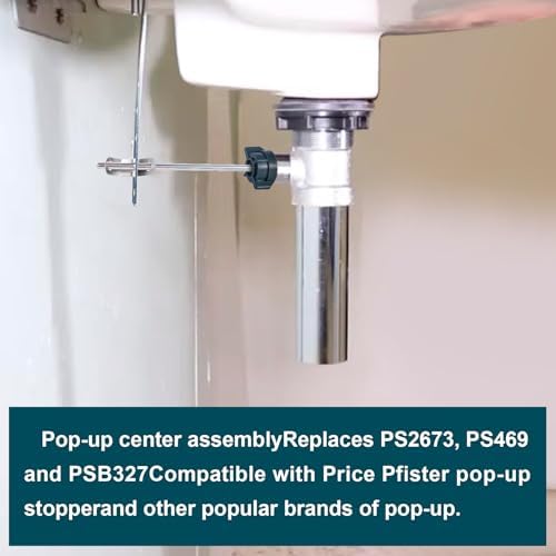 Lavatory Pop Up Center Piece Assembly,Pop Up Drain Repair Kit,Fits Most Popular Brands，Replacement for PS2673,PS469 and PSB327,Replacement Bathroom Sink Pivot Rod,18MM Ball, Chrome（1PC）