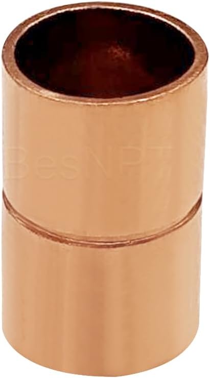 1 Pc 1-1/2 Inch Straight Copper Coupling Fittings,Pipe Solder Joint | C X C Sweat Connection Adapter For Hvac Air Conditioning Plumbing Refrigeration,Durable Premium Copper,Pipe Welding Joint