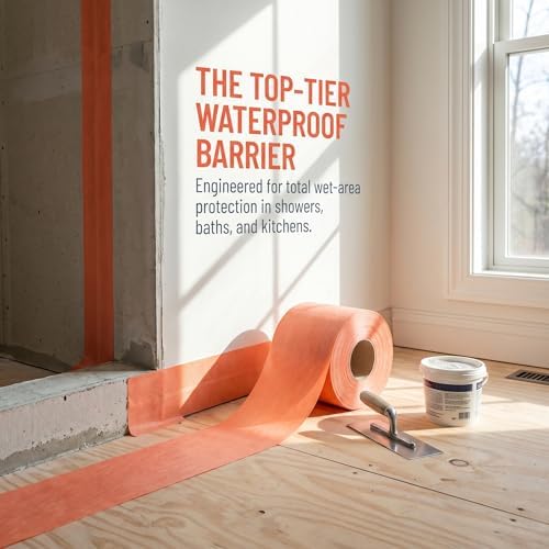 Waterproof Membrane for Shower 5" x 100 ft | 20Mils Thickness Waterproofing Membrane | Ideal for Shower, Tile Flooring, Sauna Bathroom Walls, Tile Underlayment