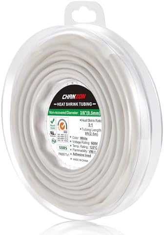 Chanzon 3:1 Ratio 3/8" (9.5mm) Heat Shrink Tubing 8Ft Roll White